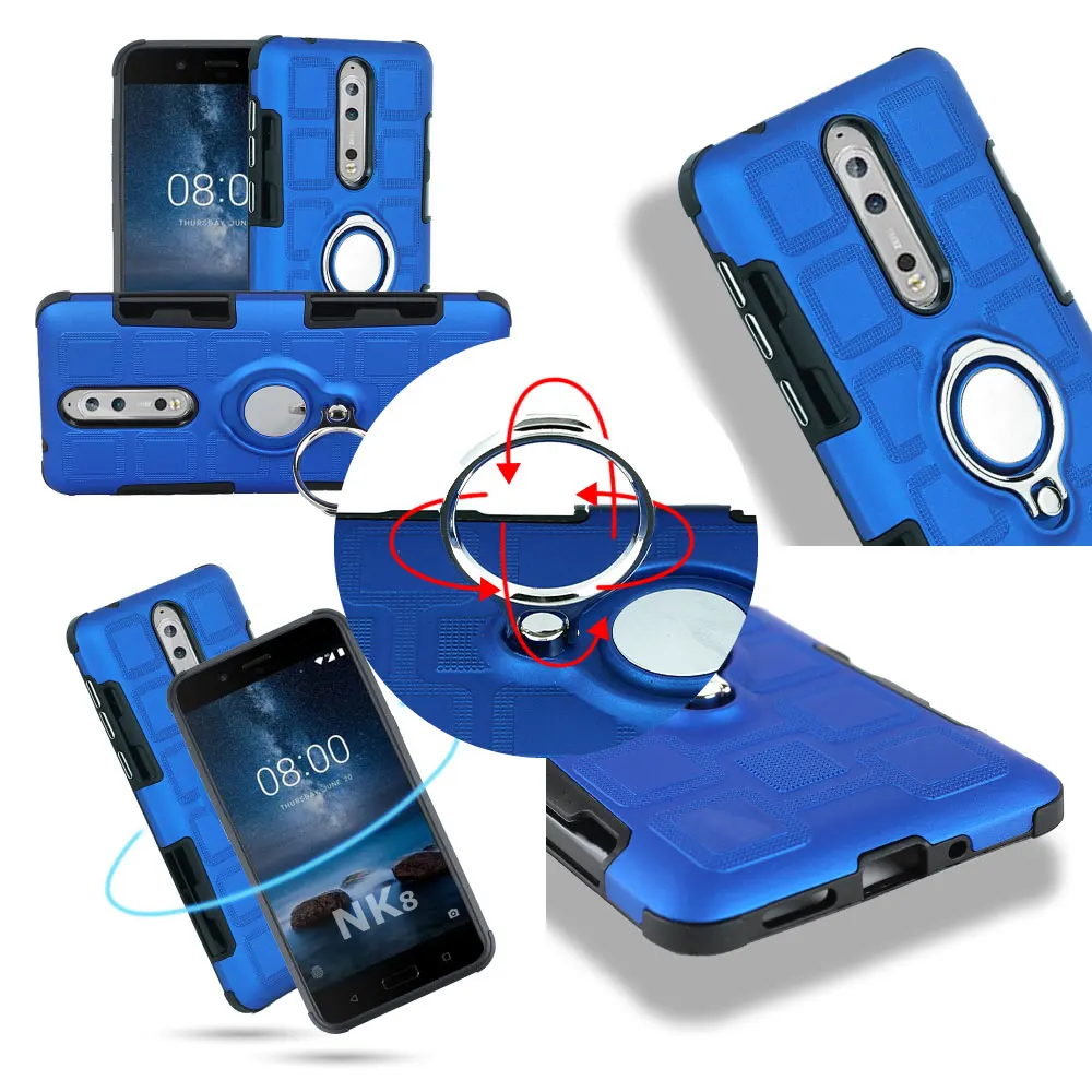 Magnetic Ring Cases For Nokia 8 Kickstand PC+TPU Holder Finger Bracket buckle Cover 2 Stand Phone Back Coque |