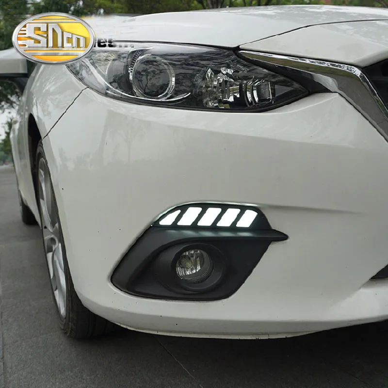 Для Mazda 3 динамическое реле сигнала поворота водонепроницаемый автомобиль DRL 12 В Светодиодный дневной ходовой свет противотуманная фара украшение SNCN