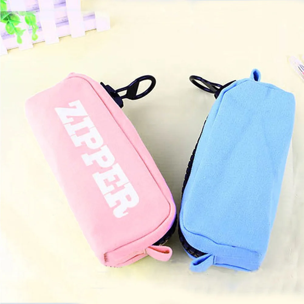 Stationery Gifts Large Capacity Kawaii Big Zipper Pencil Case Pen Box Canvas Girls Simple Lettering | Канцтовары для офиса и