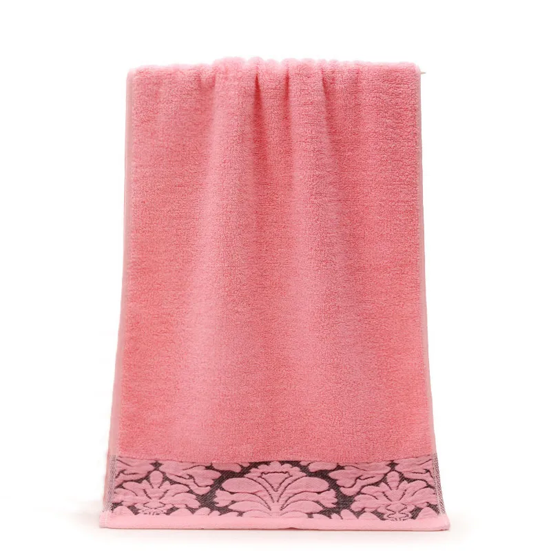 34x74Pink Полотенце для лица и ванны, набор для взрослых, однотонная, водопоглощающая, хлопок, жаккард для ванной, пляжный отель - Цвет: 34x74Pink