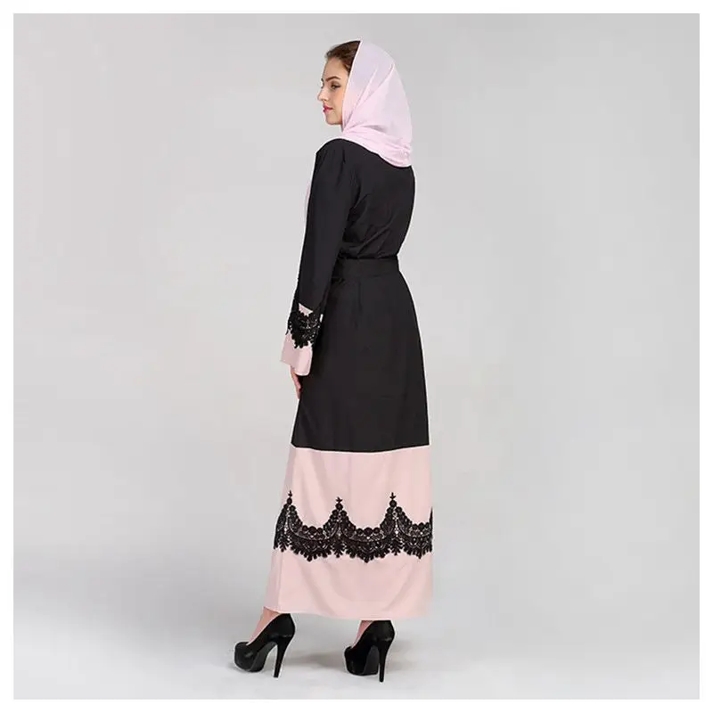 EAS-Women's New Elegant Abaya Turkish Caftan Dress Female Muslim Lace Stitching Arabia Ladies Temperament Gown | Тематическая