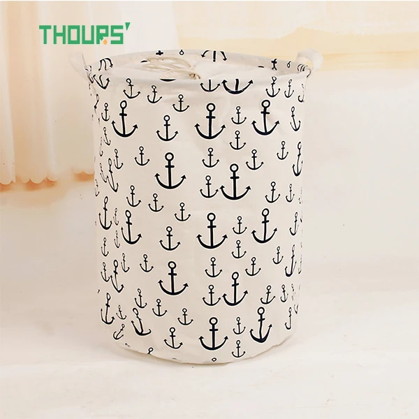 White Anchor Thours якорь Складная холщовая корзина для белья ёмкость для хранения грязной одежды корзина Детские игрушки Органайзер коробка для дома разное хранилище - Цвет: White Anchor