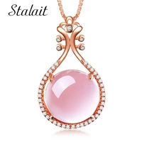 2018 fashion crystal lute pendant hibiscus stone pink opal cat eye rhinestones pendant jewelry