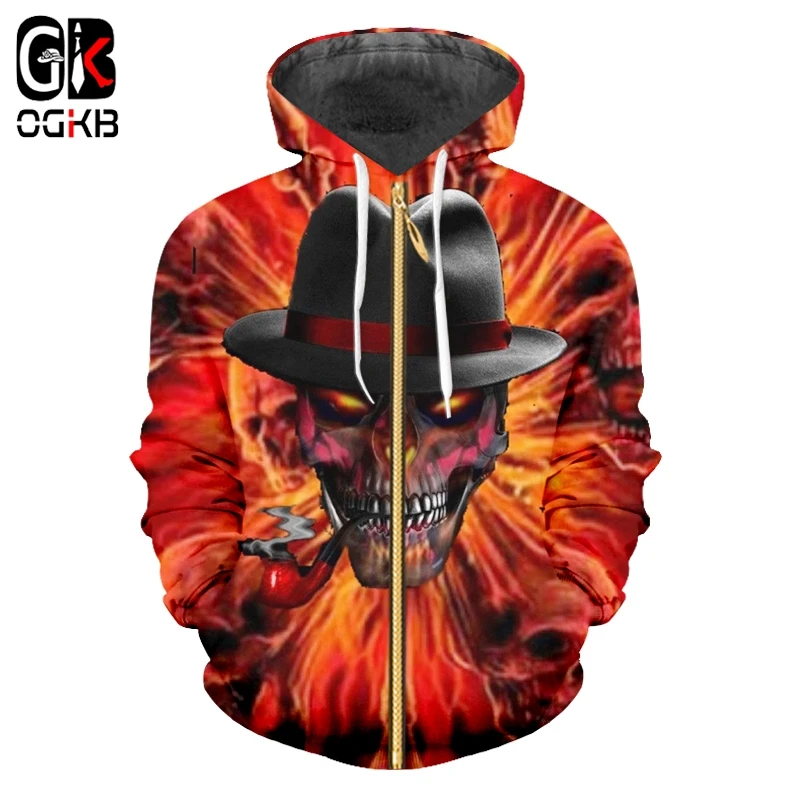 OGKB зимняя Новинка толстовка с капюшоном на молнии Мужская Горячая 3D печать