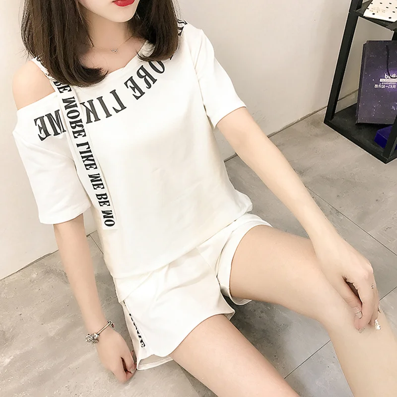 Летний комплект из двух предметов модная повседневная одежда топы с вырезом