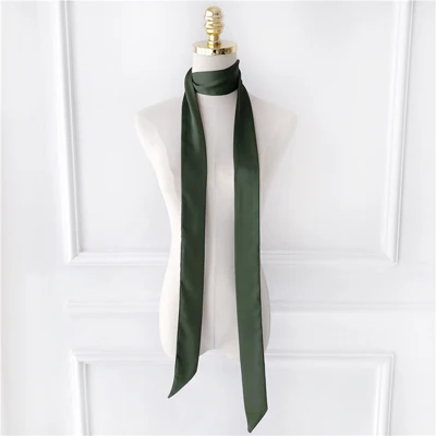 army green Luna& Dolphin, женский длинный шарф, 200*5 см, сплошной цвет, шифон, шелковые шарфы, резина, красный галстук, шарфы, черная повязка на голову, сумка, лента, чокер - Цвет: army green