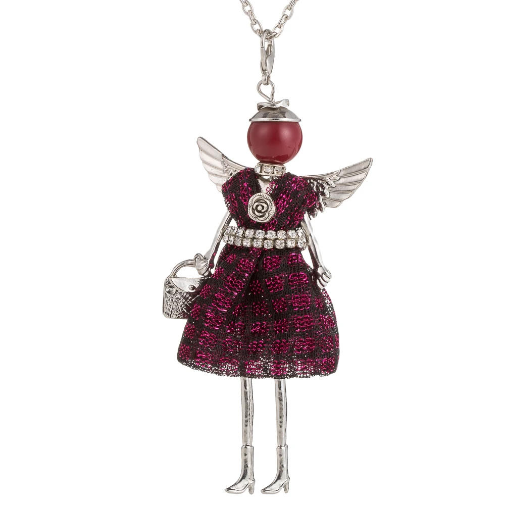 Кукольное ожерелье HOCOLE с крыльями ангела длинное подвеской из горного хрусталя