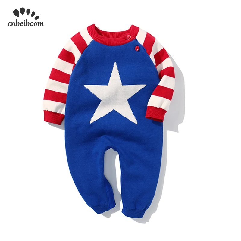 2020 spring winter baby knitted rompers stars Wool boys one-piece newborn toddler boy clothes 1 2 years out wear costume |