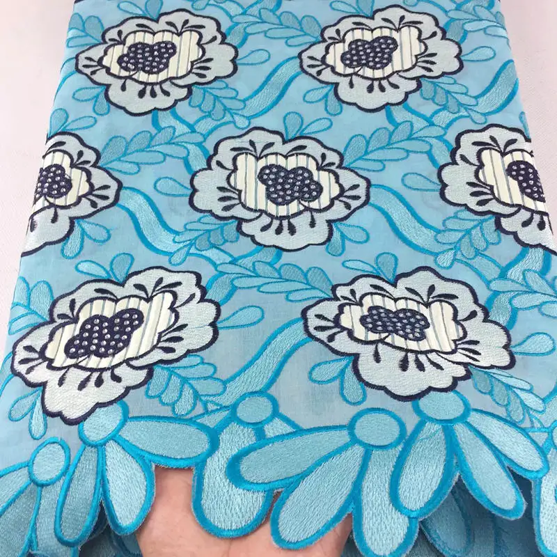 mint navy Высококачественные мягкие нигерийские кружевные ткани швейцарская кружевная ткань хлопок 026 5 ярдов для вечерние - Цвет: mint navy