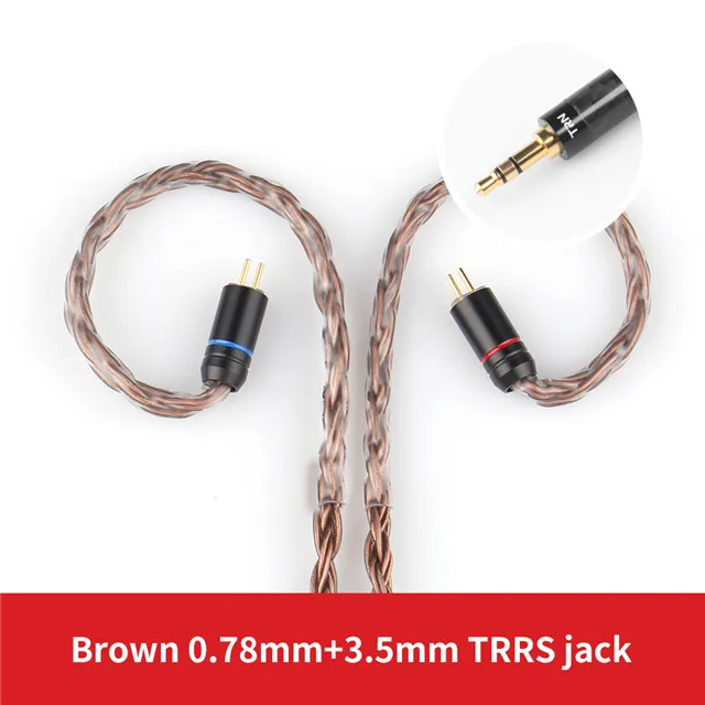 brown 3.5mm 0.78mm TRN T2 16 Core посеребренный HIFI кабель обновления 3,5/2,5 мм разъем MMCX/2Pin разъем для TRN V80 AS10 AS16 ZS10 AS06 ZST C10 C16 - Цвет: brown 3.5mm 0.78mm