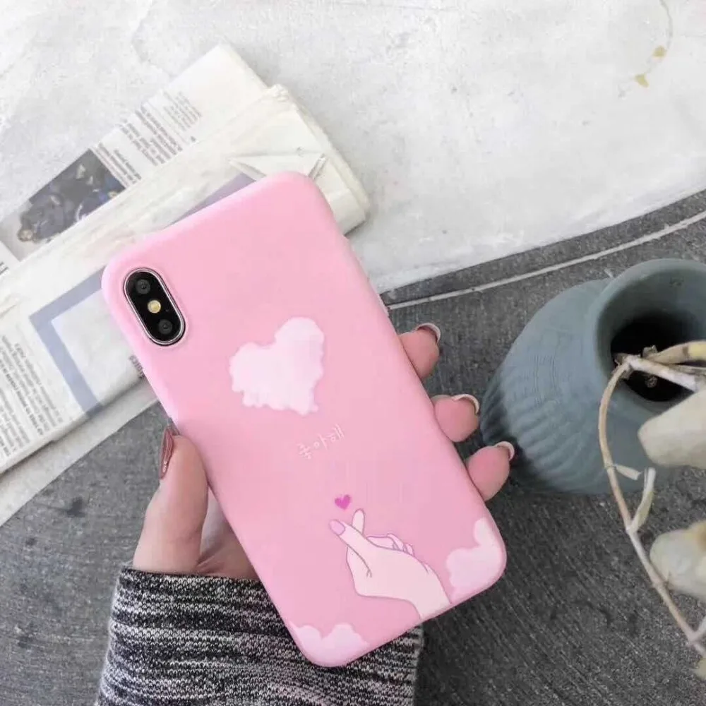 Новинка розовое сердце IphoneX десять пальцев крепления 6/6splus все включено мягкая