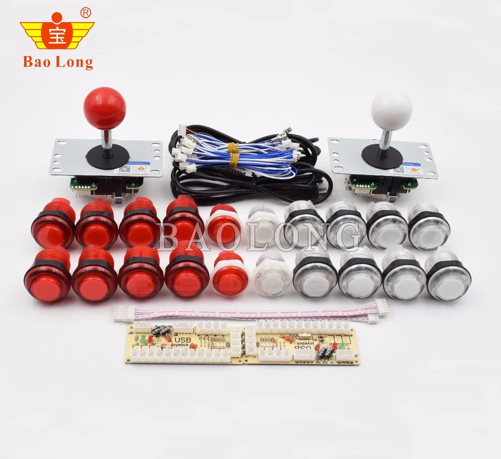 DIY аркадная игра джойстик наборы LED аркадные кнопки + USB контроллер кабели для