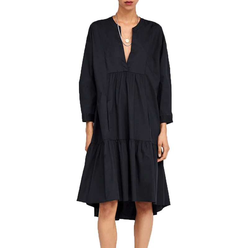 Летнее платье Свободные повседневные платья Женская одежда 2019 Асимметричный