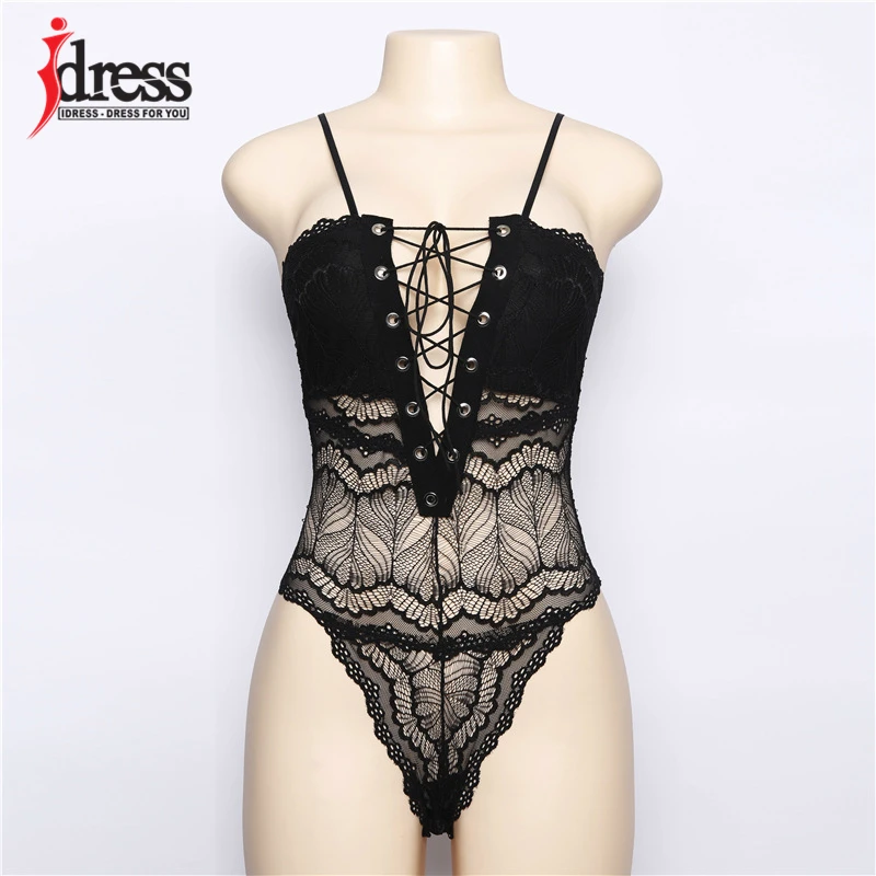 Женское обтягивающее боди из латекса IDress сексуальный кружевной комбинезон на