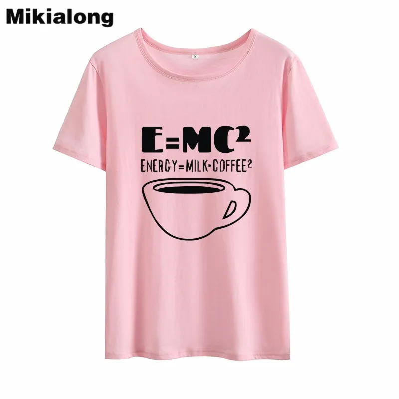 Mrs win ENERGY MILK COFFEE Einstein Equation женская футболка топ хипстерская свободная Черно белая