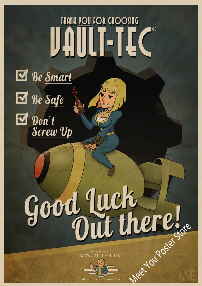 Fallout 3 4 игровой плакат Fallout серия игра Ретро плакат, крафт-бумага для бара кафе домашний декор Настенная роспись наклейка Z8