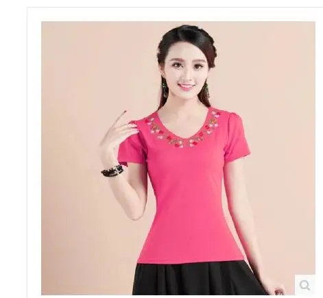 Хит! Новинка 2018 китайская футболка с ручной вышивкой хлопковая Футболка