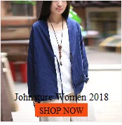 Johnature женские платья теплые халаты Зимняя Новая Винтажная теплая одежда с круглым вырезом хлопковое льняное платье 3 цвета китайский стиль халаты