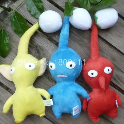 Новый набор из 3 игр PIKMIN плюшевый чучела в виде животных синий/красный/желтый