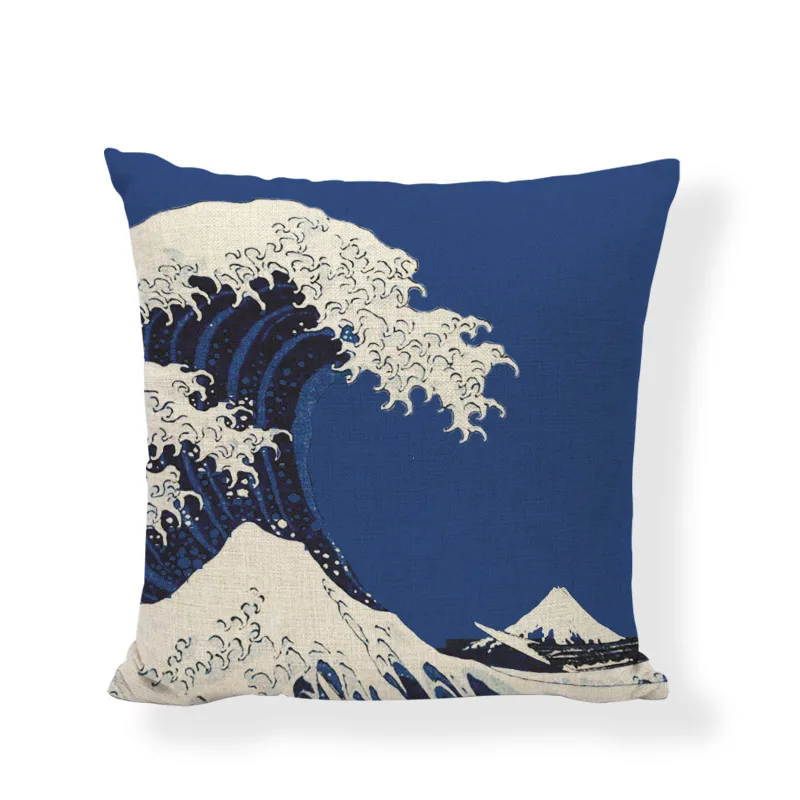 Творческий Япония традиционная живопись волна подушка с видом моря покрытие