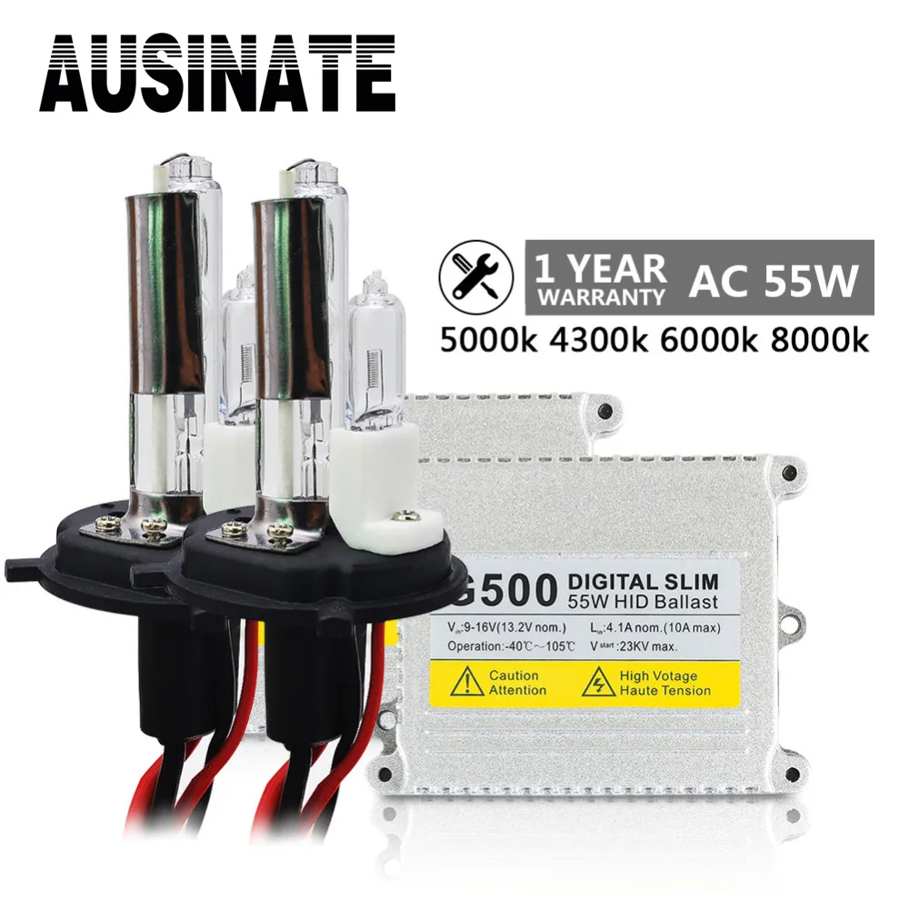 

AC 55W H4 Xenon bulb kit Car HeadLight Lamp h4 with halogen lamp 4300k 5000K 6000k 8000k h4 xenon lamp