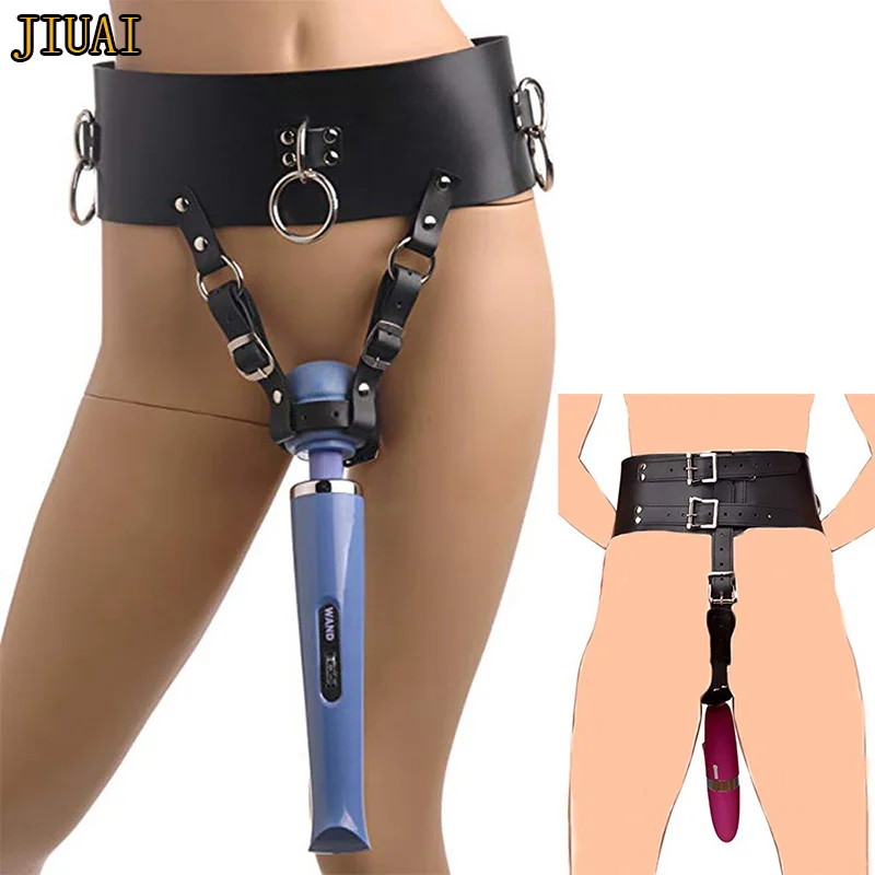 Черная искусственная кожа сексуальное женское белье влагалища Массажный Пояс