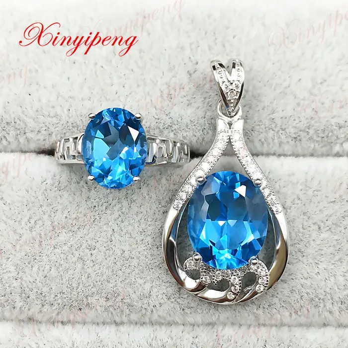 

925 sterling silver natural topaz stone suits female