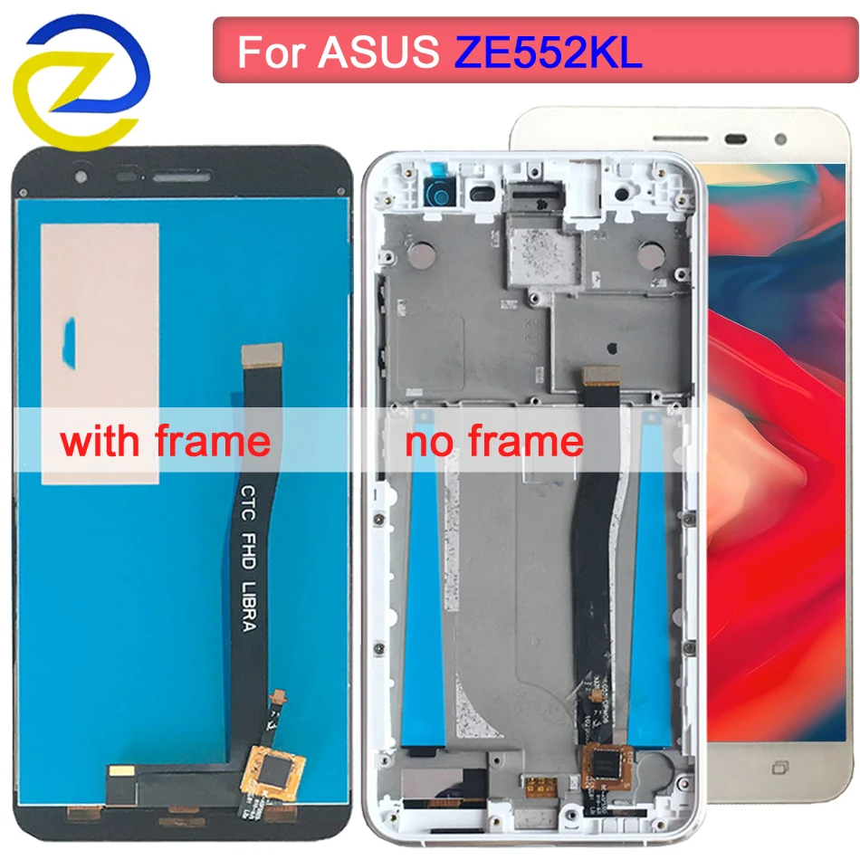 For Asus ZenFone 3 ZE552KL LCD Display Panel Touch Screen Digitizer Assembly With Frame 5.5&quotFor ZE 552KL Z012D Z012DC Z012DA | Мобильные