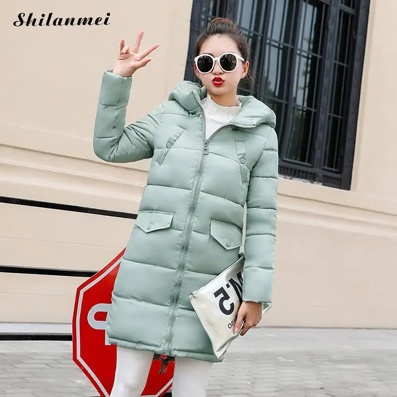 Студенческая хлопковая стеганая куртка зимние парки 2018 Новое Женское пальто с