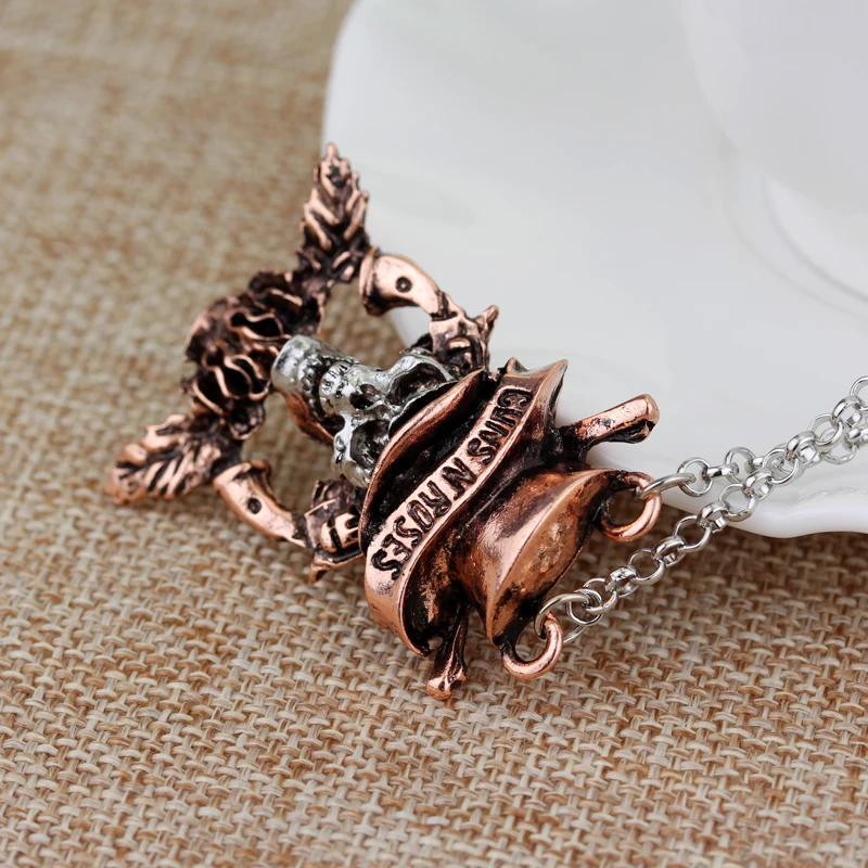 Потрясающая медная и серебряная подвеска GUNS N ROSES серебряное ожерелье|Цепочки| |