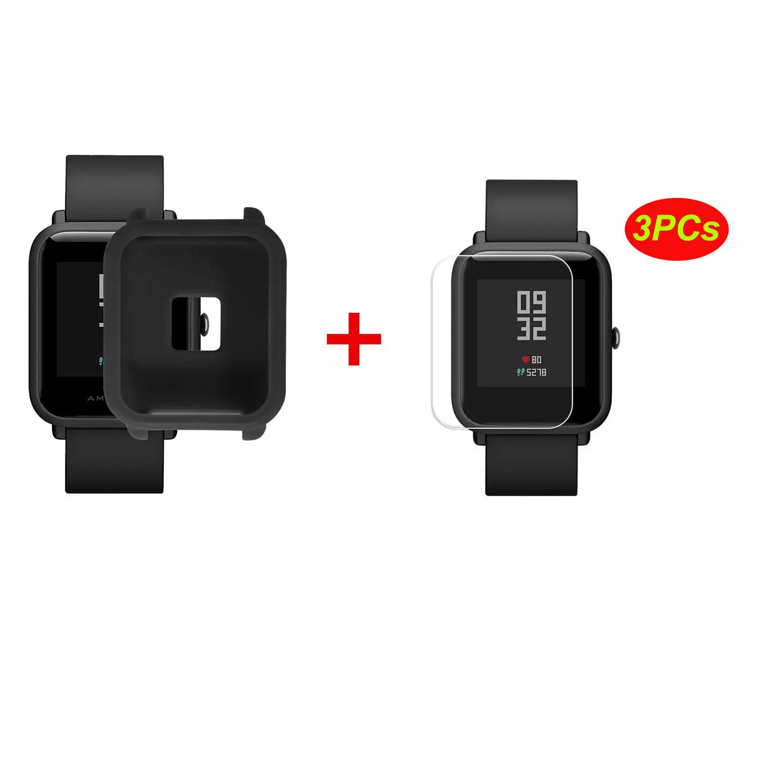 Мягкий защитный чехол+ 3 шт. защита для экрана для Huami Amazfit Bip Younth Watch, тонкий цветной чехол с рамкой, защитный чехол - Цвет: 10