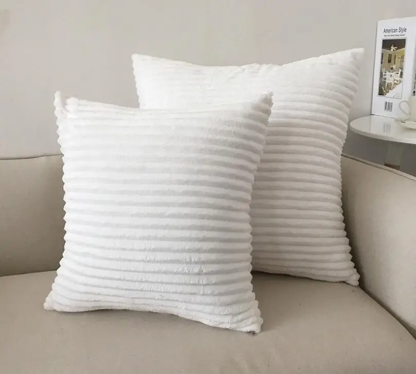 ZENGIA Velvet Cushion Cover Fur Striped Corduroy Decorative Pillows for Sofa 45x45cm Home Decoration Nordic Pillow Case Decor