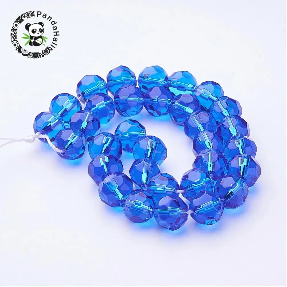 

Glass Beads Strands, 7 Colors, Faceted, Round, Mixed Color, about 10mm in diameter, hole: about 1mm, 32pcs/strand, 320mm/strand