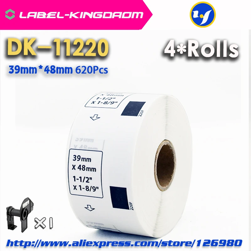 4 Refill Rolls Compatible DK-11220 Label 39mm*48mm 620Pcs for Brother Printer QL-700/720 White Paper DK-1220 | Компьютеры и офис