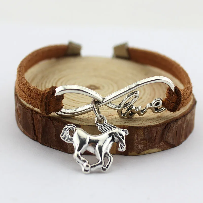 HLLZH Infinity Love Horse Charm Bracelets &ampBangles Handmade Weave Rope Leather For Women Men Festivals Gifts Jewelry | Украшения и