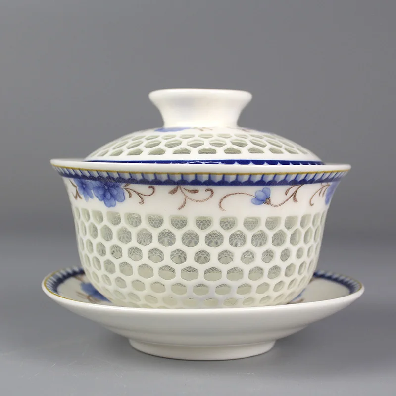 Китайский чайный сервиз Tureen Gaiwan, винтажный, ручная роспись, керамический чайный сервиз, ручная роспись, фарфоровый чайный набор кунг-фу, чаша - Цвет: 7