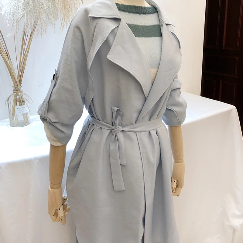 FTLZZ Женская Повседневная ветровка с отложным воротником|Женские плащи и тренчи| |