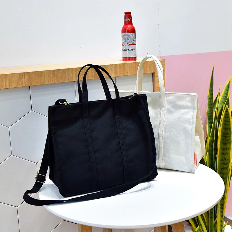 

MANJIANGHONG Casual Totes Solid Color Canvas Ladies Bag Fashion Simple Girl Handbags Large Capacity Women Shoulder Messenger Bag