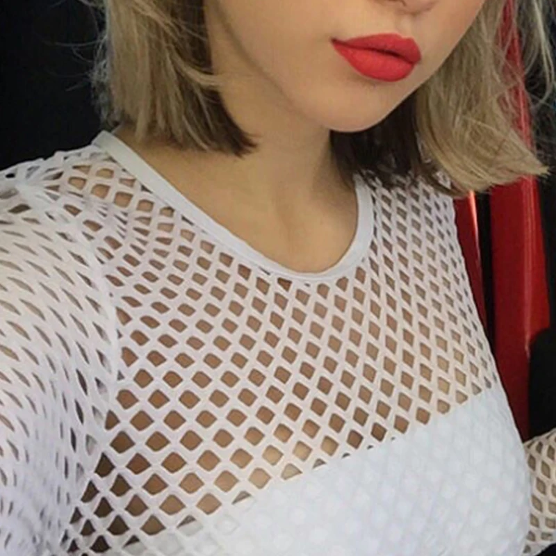 Женский Облегающий комбинезон FUNOC черный/белый с длинным рукавом сеткой на спине