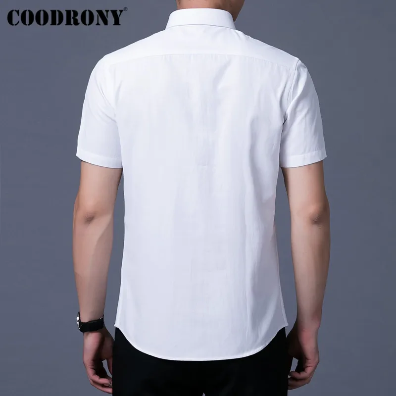 Рубашка COODRONY Мужская Классическая белая с коротким рукавом из мягкого хлопка