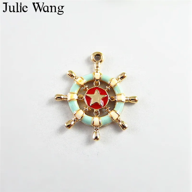 Julie Wang 5 шт. сплав красочный эмалевый руль шармы Ожерелье Подвеска Серьги