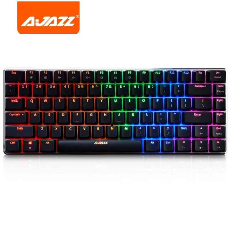 RGB Light Ajazz AK33 RGB/три цвета/одна подсветка игровая механическая клавиатура 82 клавиши синий/черный переключатель сплав база USB Проводная клавиатура - Цвет: RGB Light