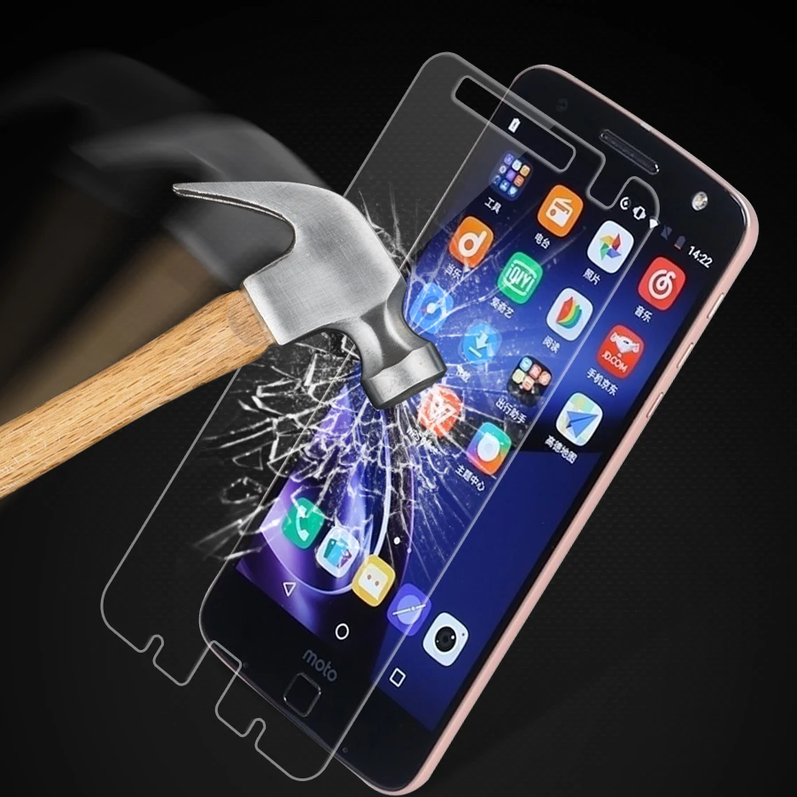 Protector de pantalla de cristal templado para Motorola Moto Z, pel&iacute;cula protectora para Motorola Moto Z, Kit de limpieza Wolfsay, 2 uds.-1