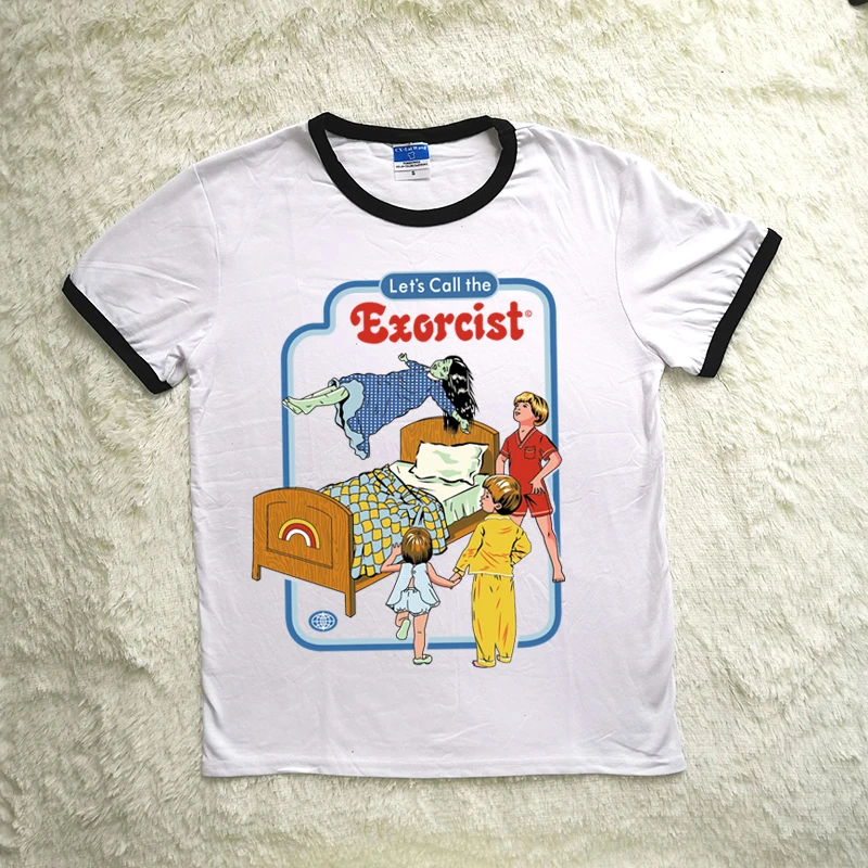 Женские футболки в стиле Харадзюку 80 s 90 Let's Call The Exorcist Забавные с красной