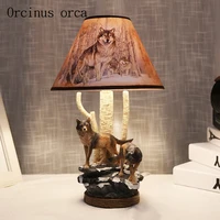 creative personality wolf table lamp boy bedroom childrens room lamp cartoon wolf manual desk lamp free shipping