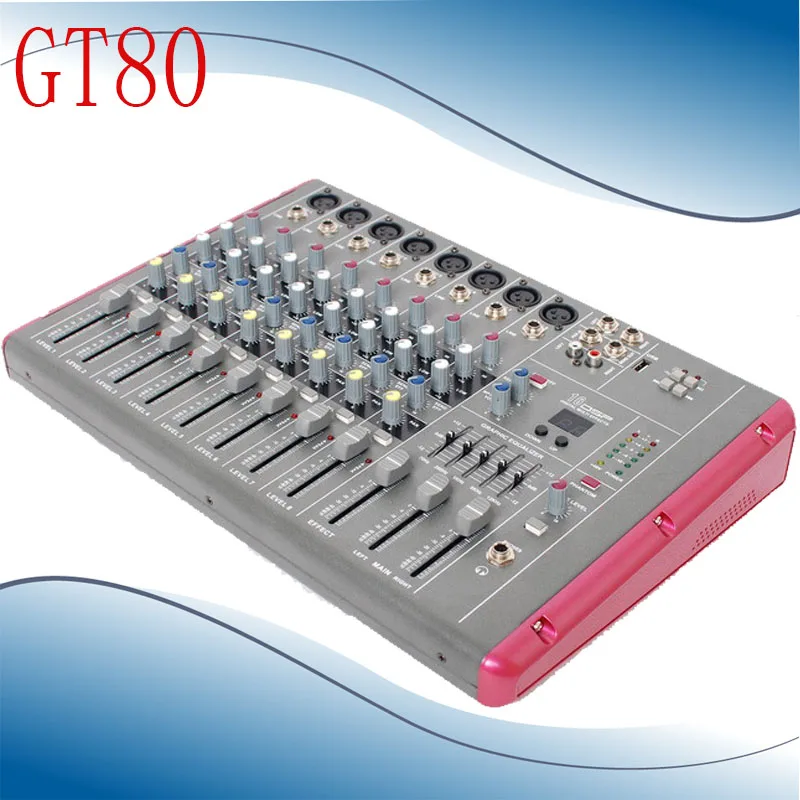 Мини аудио миксер GT80 маленькая микшерная консоль 8 каналов|mini audio mixer console|channelchannel |