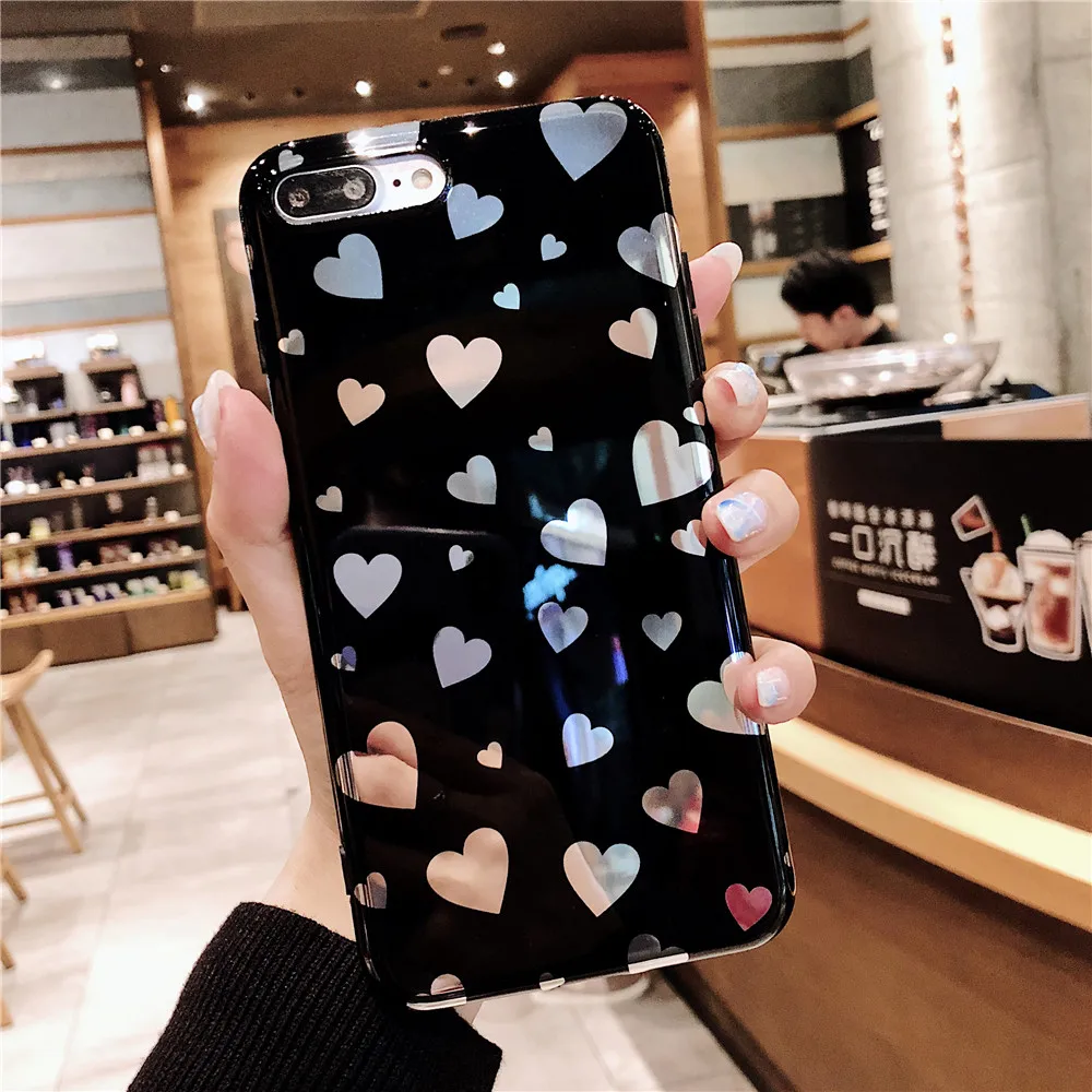 Роскошные сердце любовь Зеркало чехол для iPhone X Дело Девушка Силиконовый Чехлы 10
