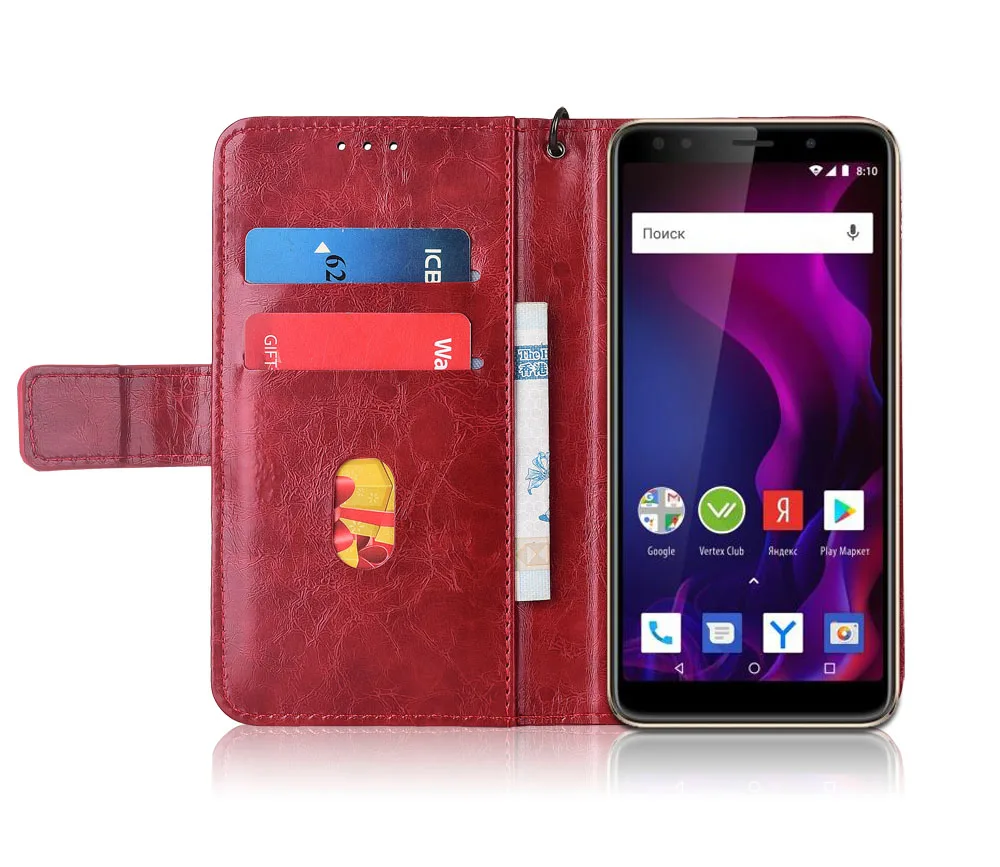 Кожаный чехол-книжка с ремешком для Vertex Impress Zeon 3G чехлы цветочным принтом 100%