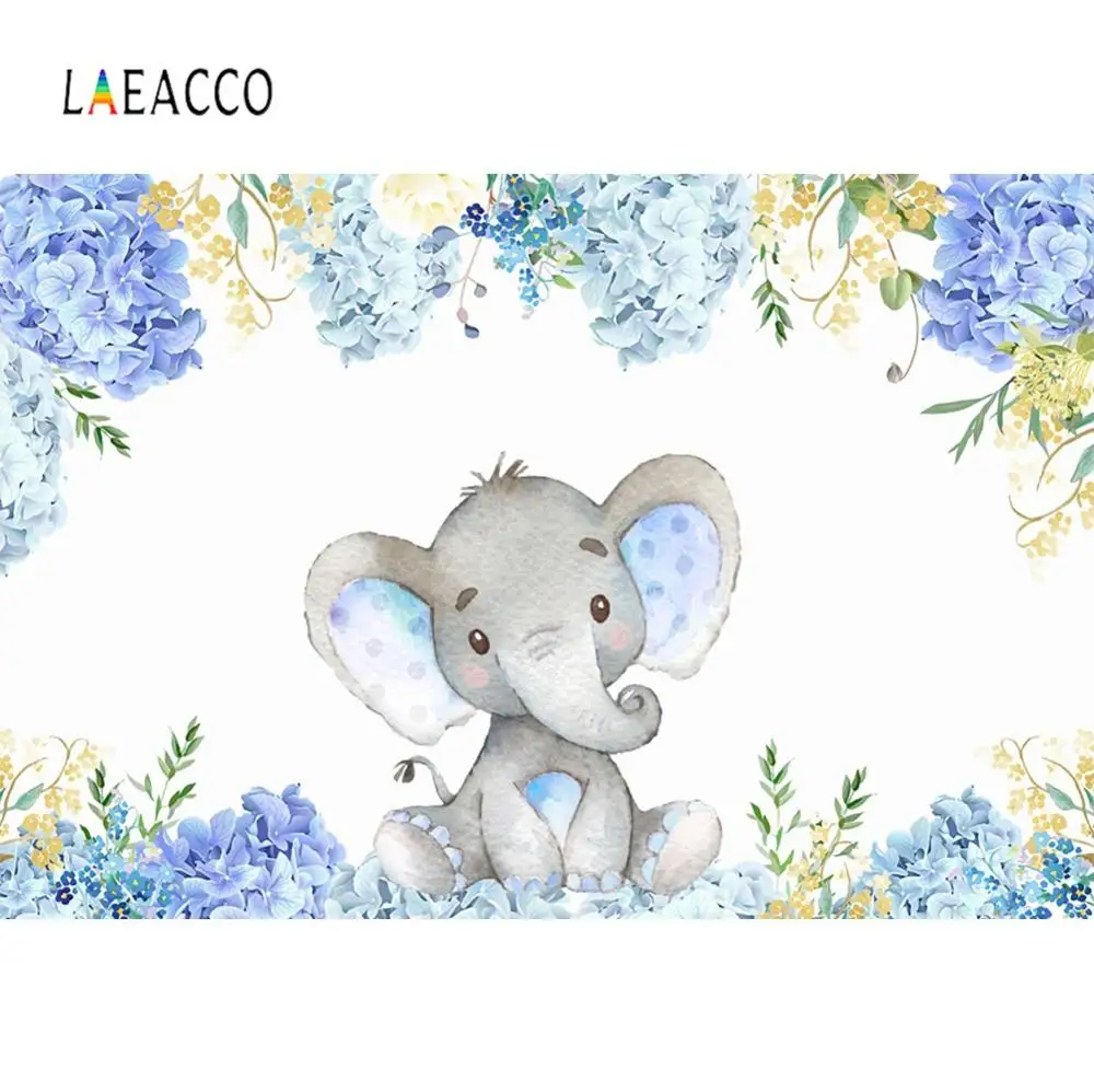 Elephant Baby Shower Backdrops For Photography Flowers Newborn Portrait Watercolor Backgrounds Photo Studio | Электроника