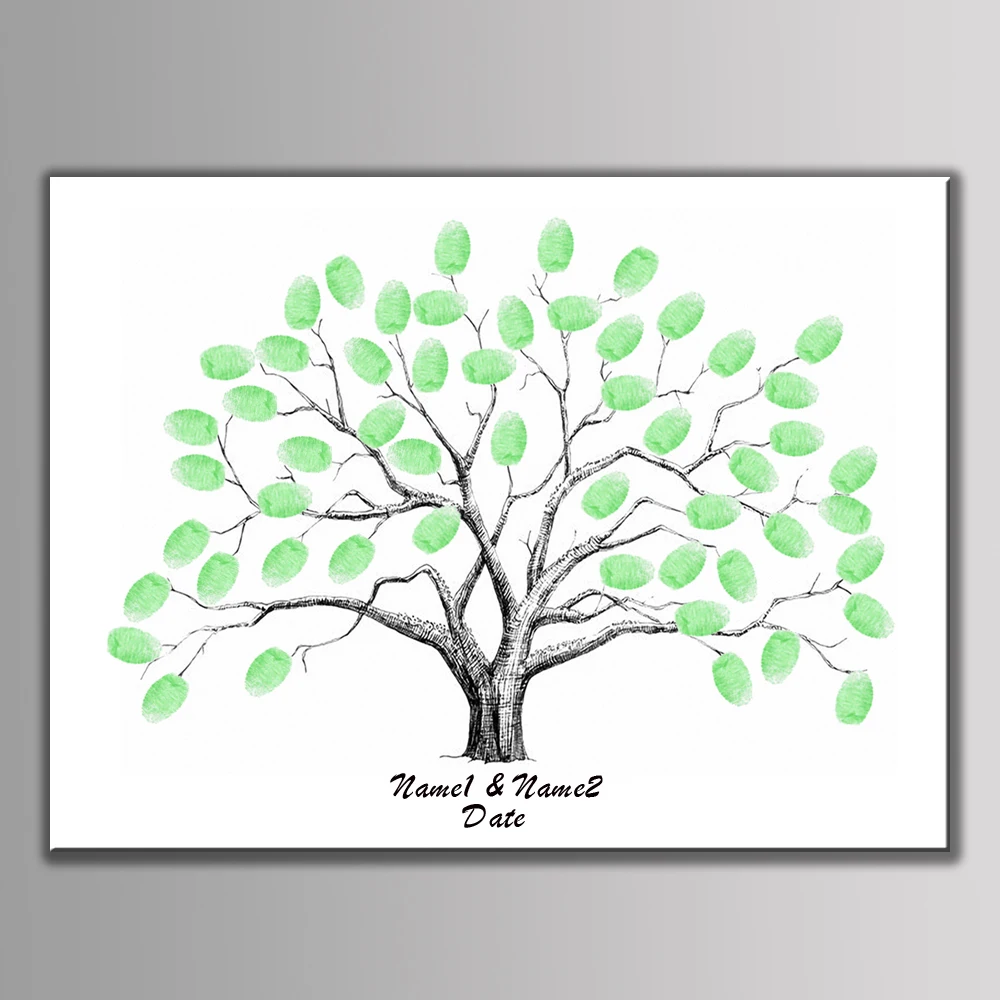 Картина на холсте отпечаток пальца сделай сам дерево с подписью книга для гостей